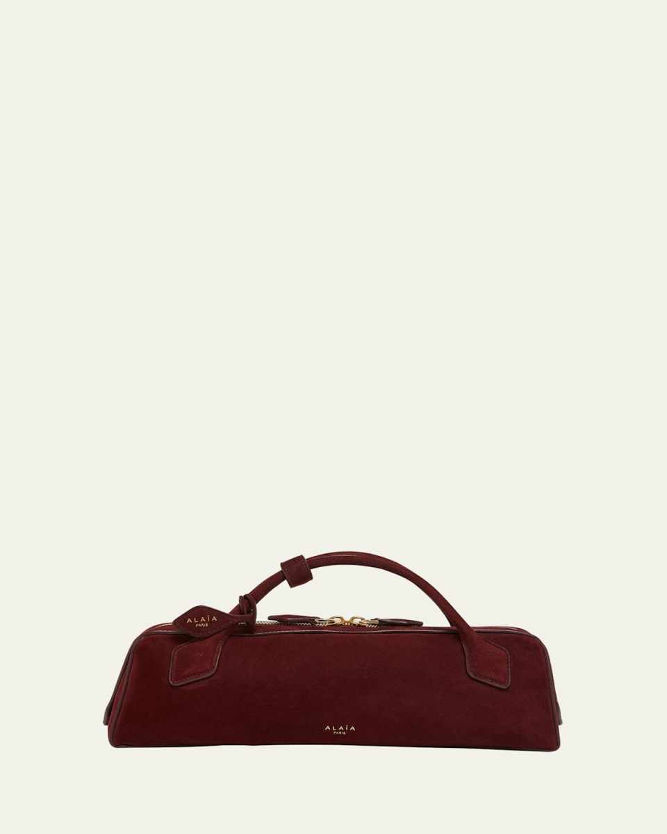 Teckel Top-Handle Bag in Suede and Leather